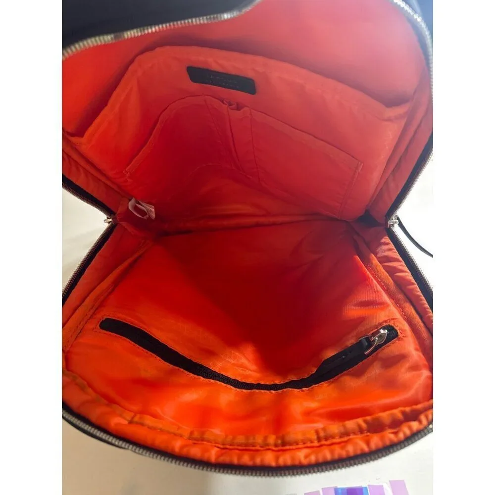 Targus California Black Nylon Backpack, Adjustable Straps orange lining 15”x13”